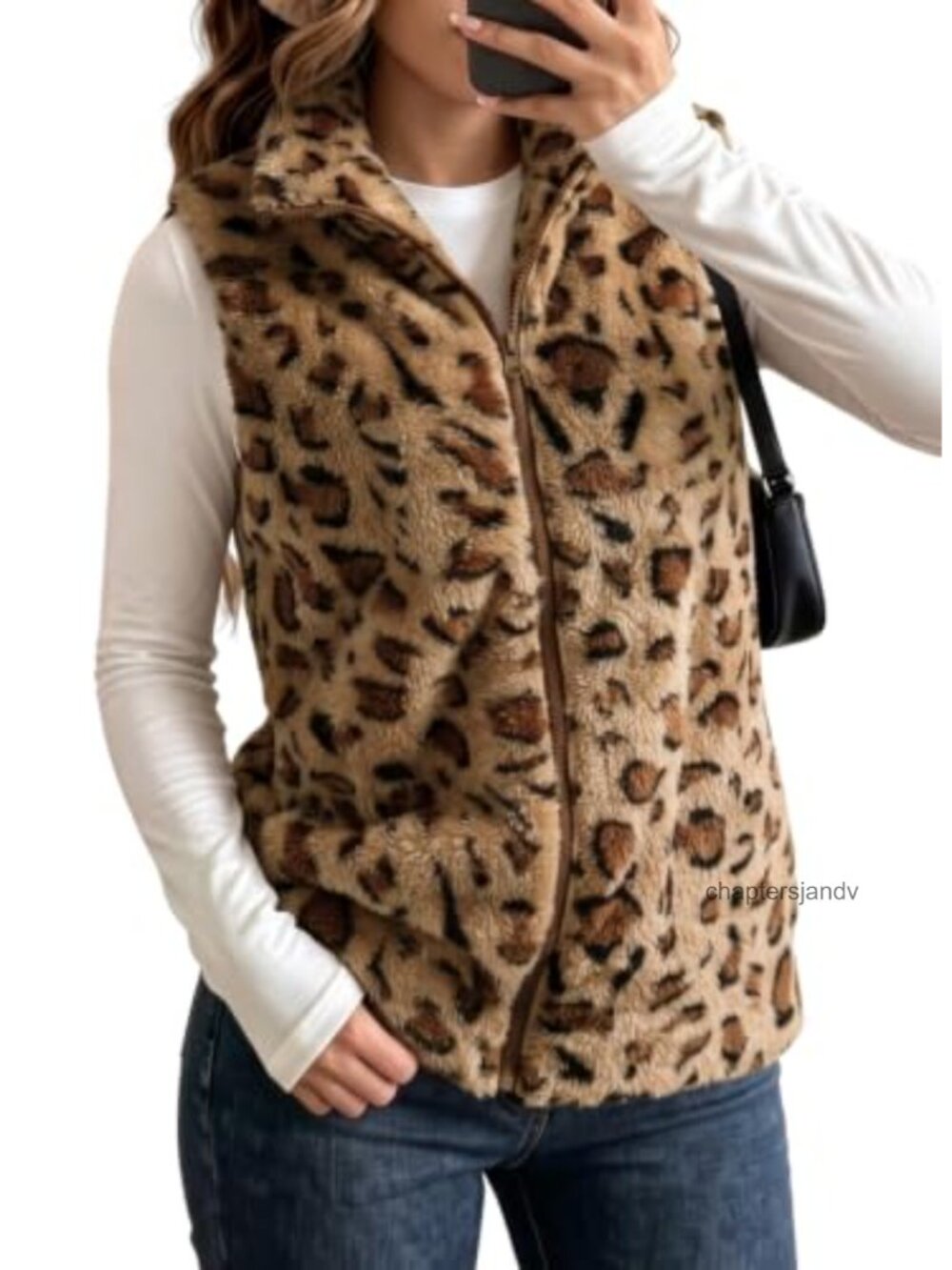 Fleece Vest Zip Up Cow Print Sherpa Sleeveless Jacket Quilted